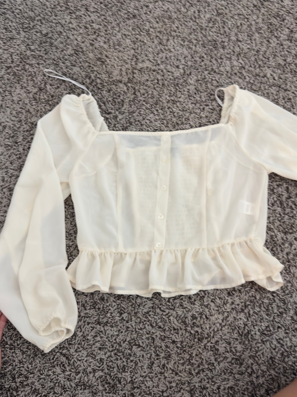 Love Tree Ivory Ruffle-Hem Peasant Blouse